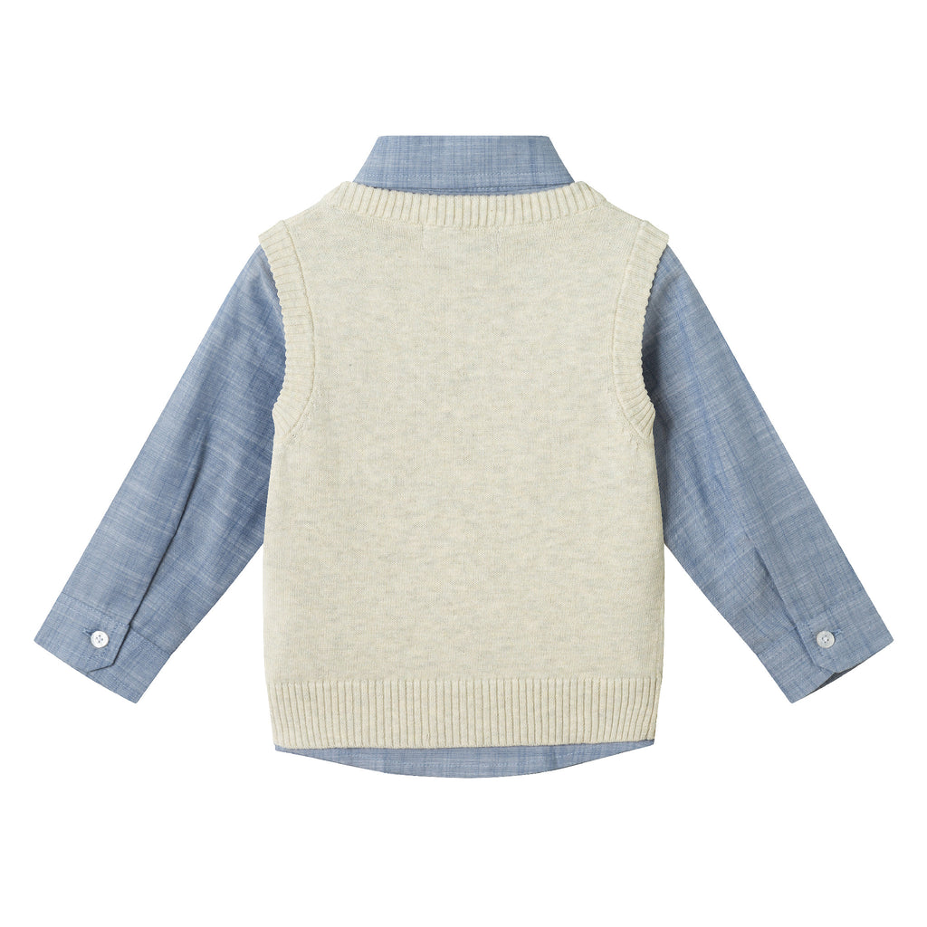 Infant Sweater Vest Set | Beige Reindeer - Andy & Evan