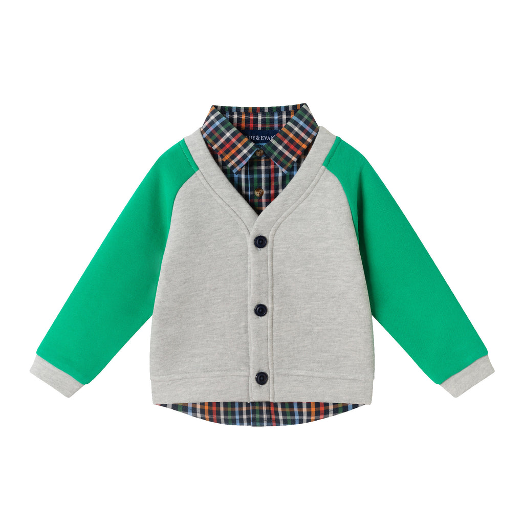 Infant Buttondown & Twill Pant Set | Grey Cardigan - Andy & Evan