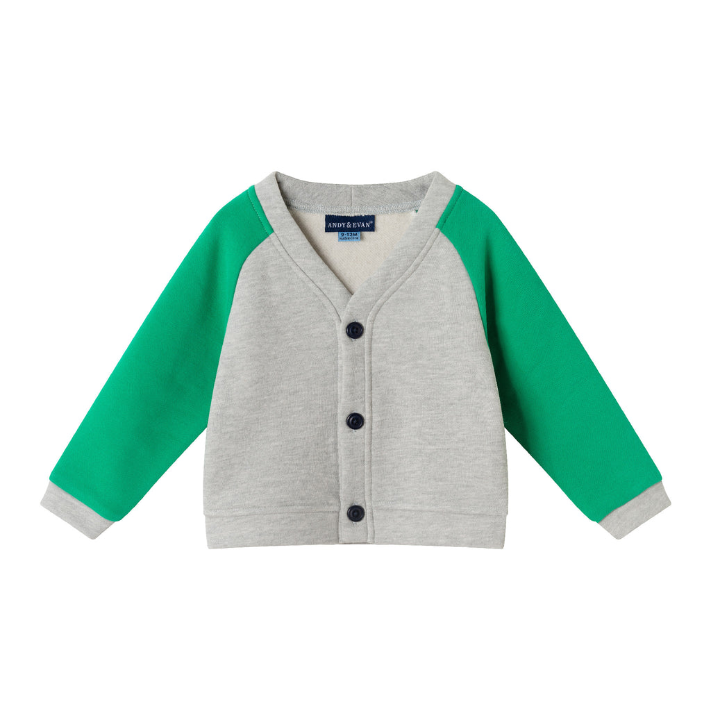 Infant Buttondown & Twill Pant Set | Grey Cardigan - Andy & Evan