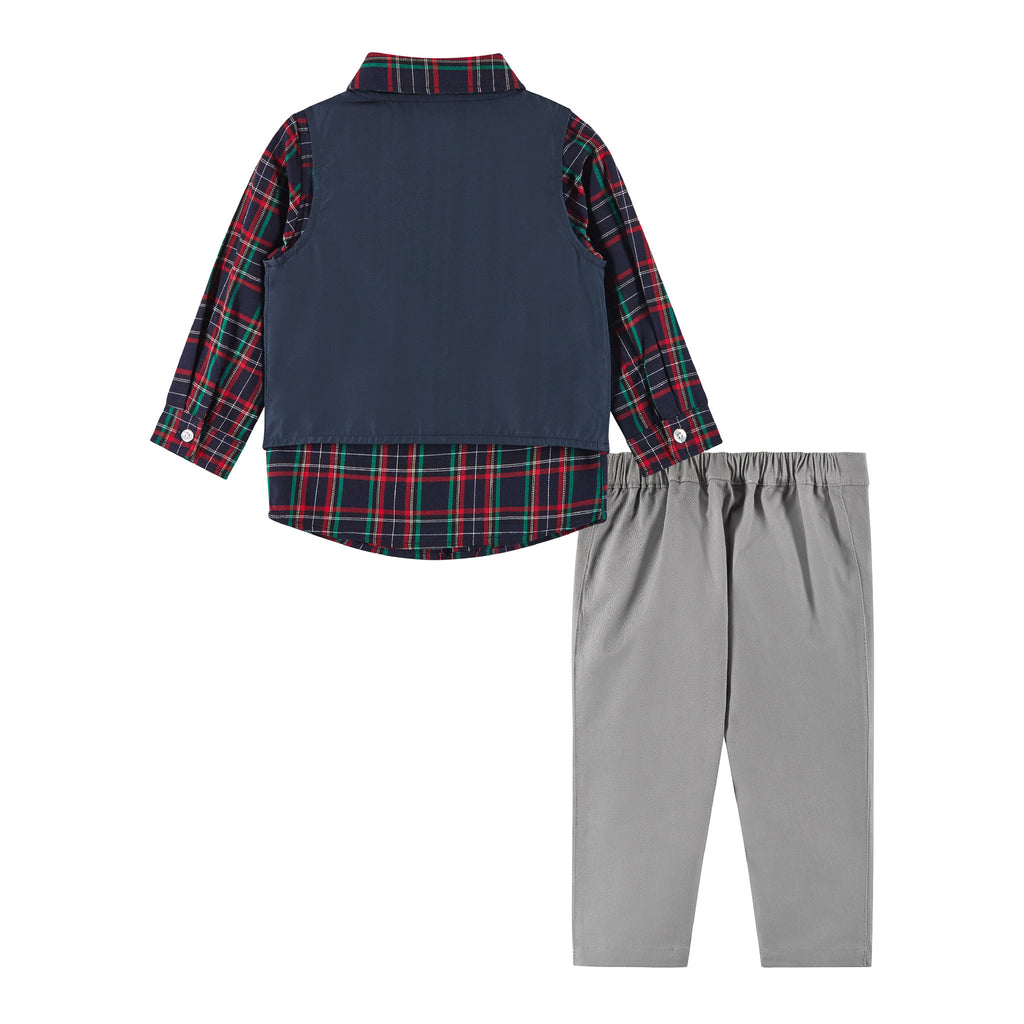 Infant Vest Set | Navy Plaid - Andy & Evan