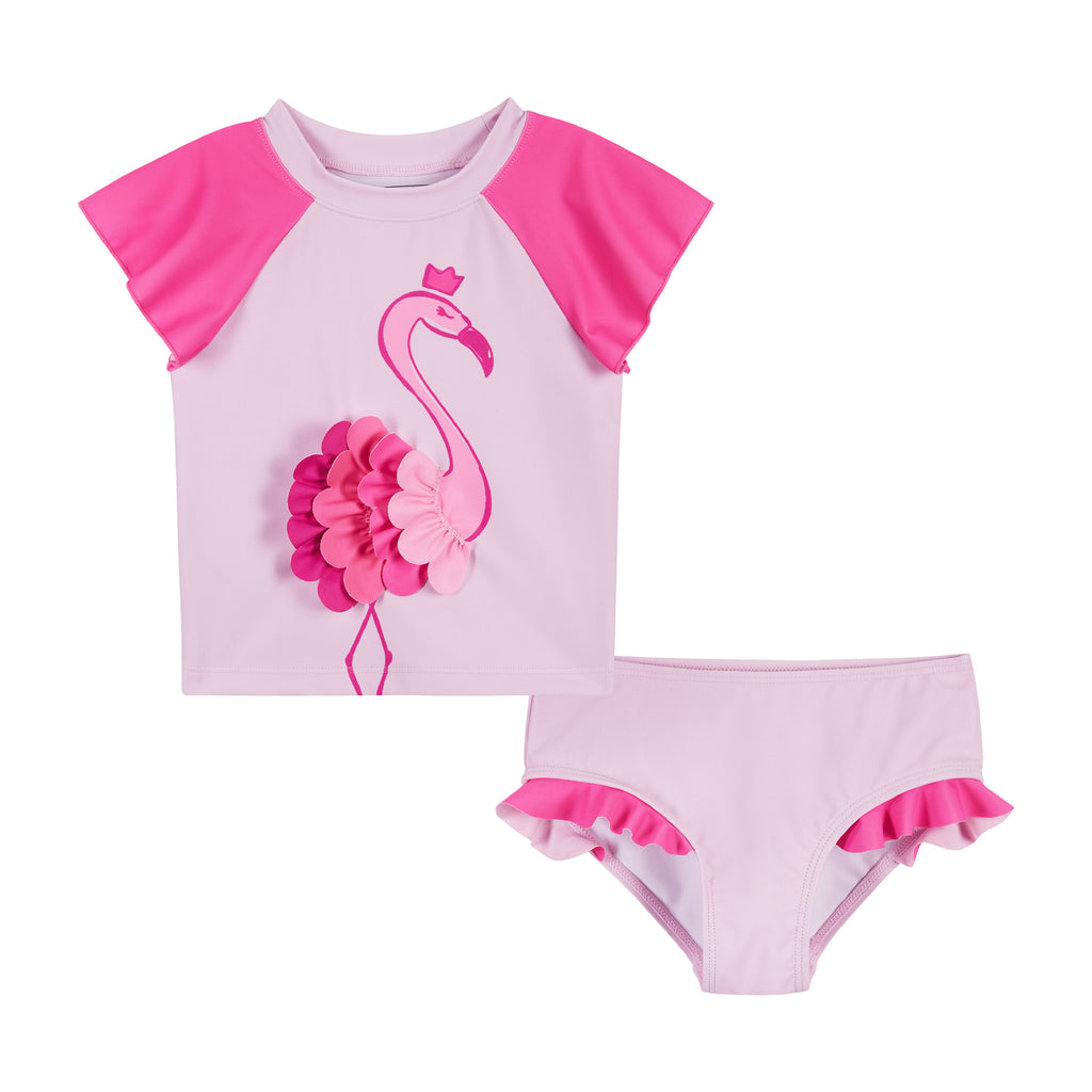 Short Sleeve Rashguard Set | Pink Flamingo - Andy & Evan