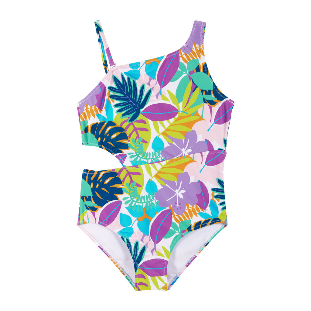Tropical Print One-Shoulder Swimsuit (Size 7-16 Years) - Andy & Evan