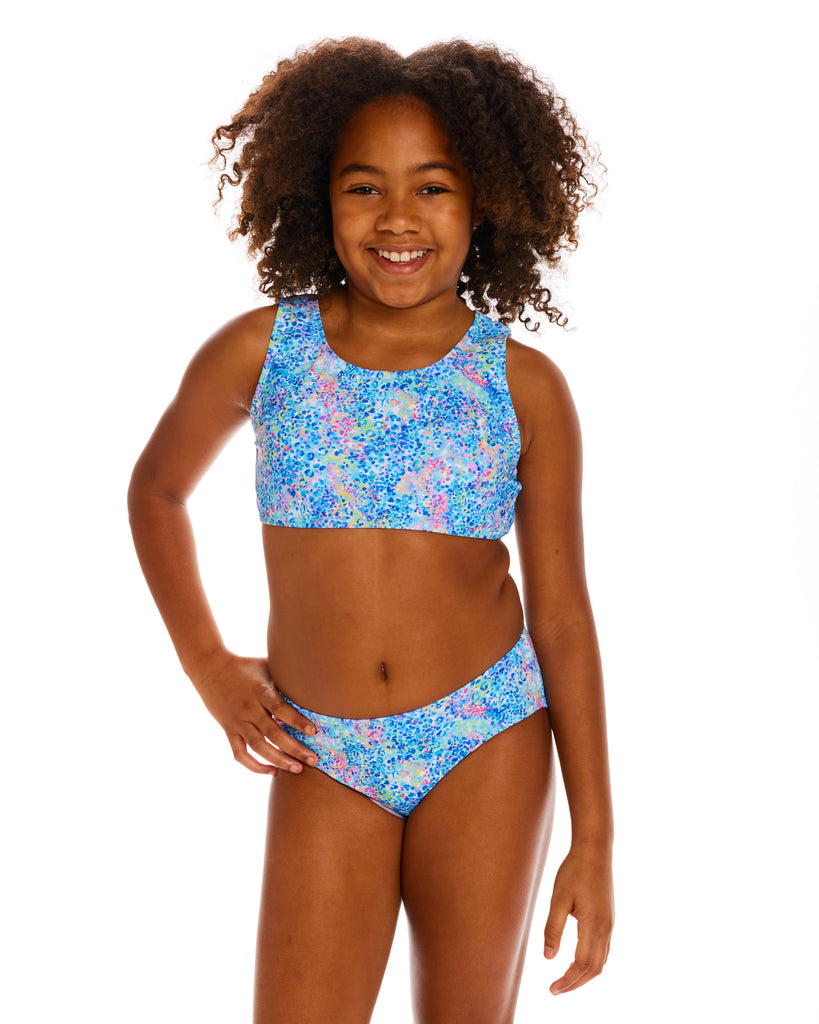 Two-Piece Swimsuit (Size 7-16 Years) | Blue Abstract - Andy & Evan