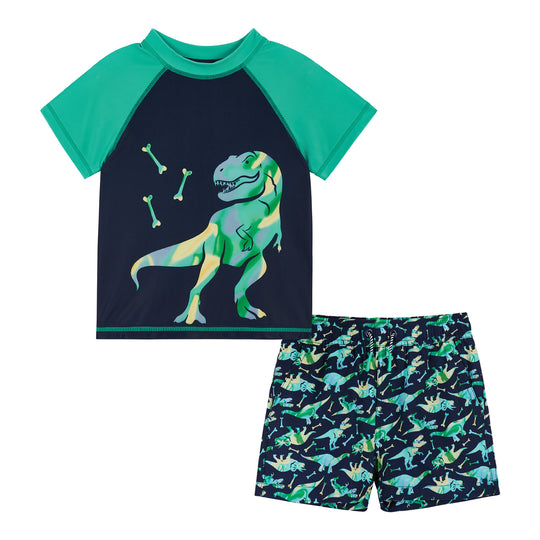 Kids Raglan Rashguard and Boardshort | Dinosaur Graphic