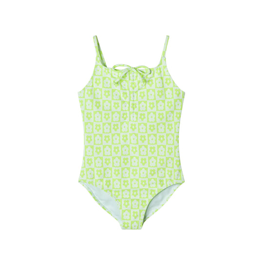 Kids (7-16) One Piece Swim Suit | Floral Check
