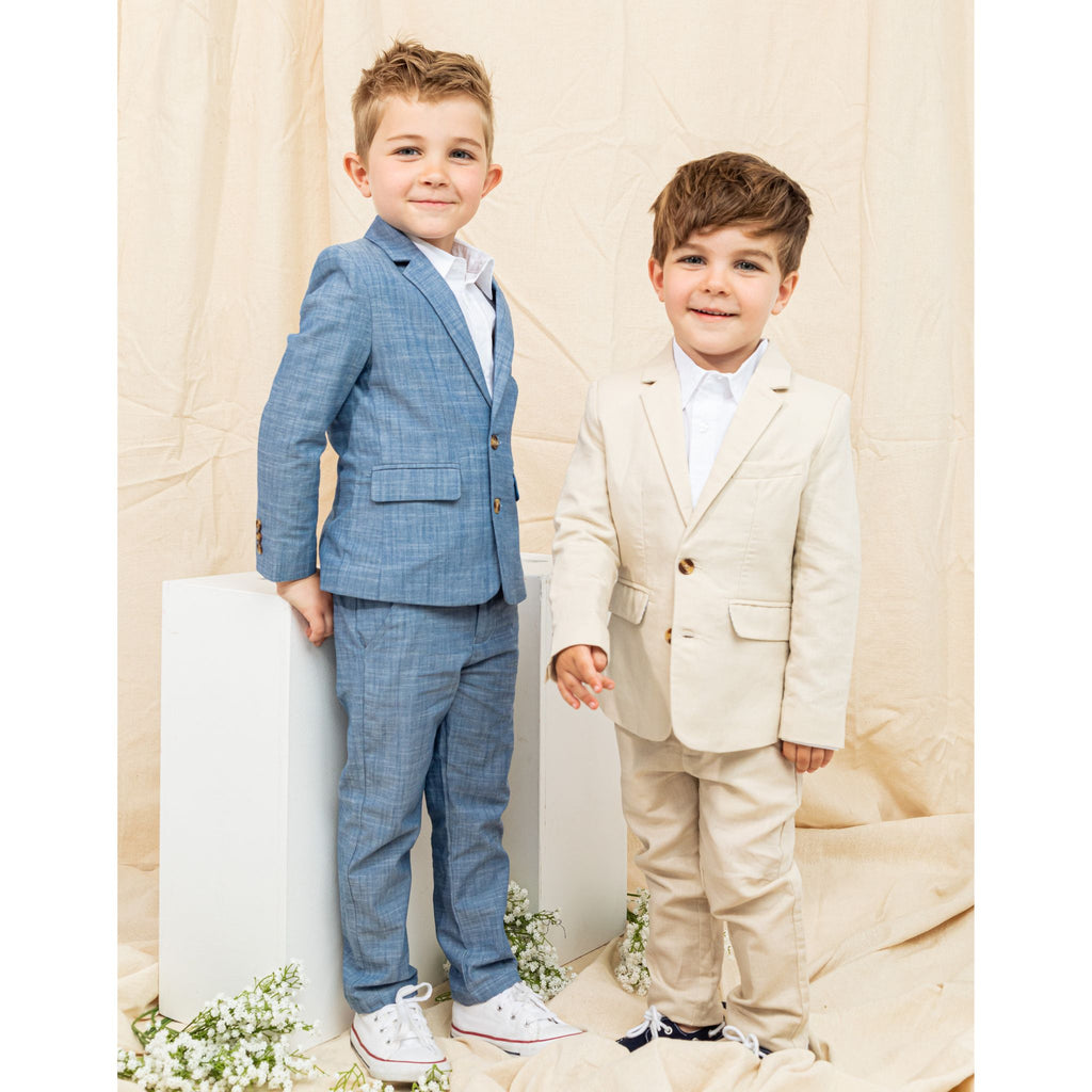 2-Piece Stone Suit Set | Stone (Size 7 Years) - Andy & Evan