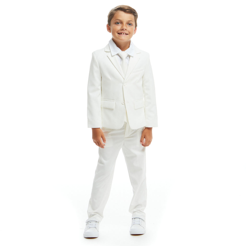 4-Piece Suit Set (Size 8-14 Years) | White - Andy & Evan