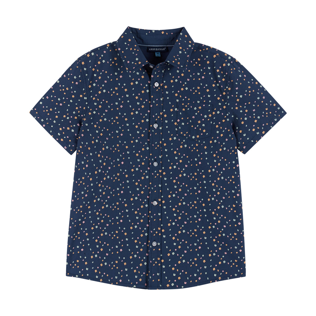 Navy Floral Print Buttondown Shirt (Size 8-16 years) - Andy & Evan