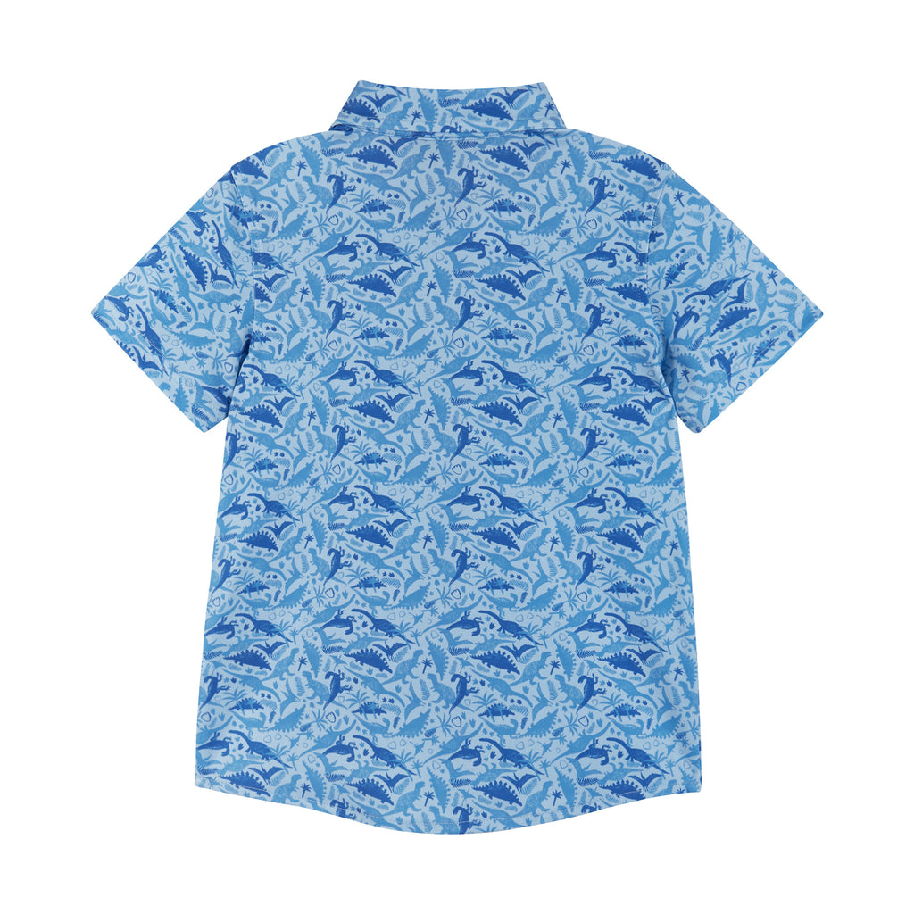 Short Sleeve Buttondown Shirt | Blue Dino - Andy & Evan