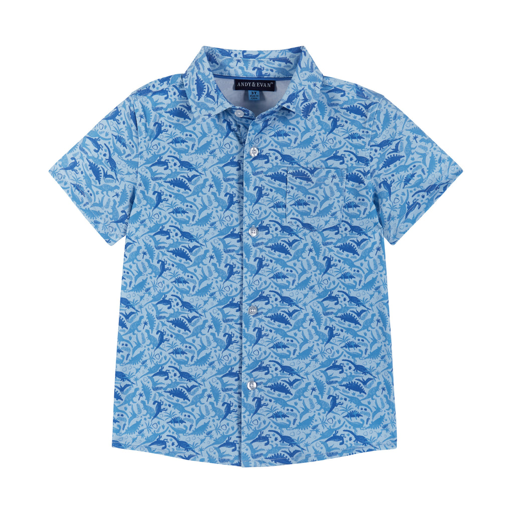 Short Sleeve Buttondown Shirt | Blue Dino - Andy & Evan