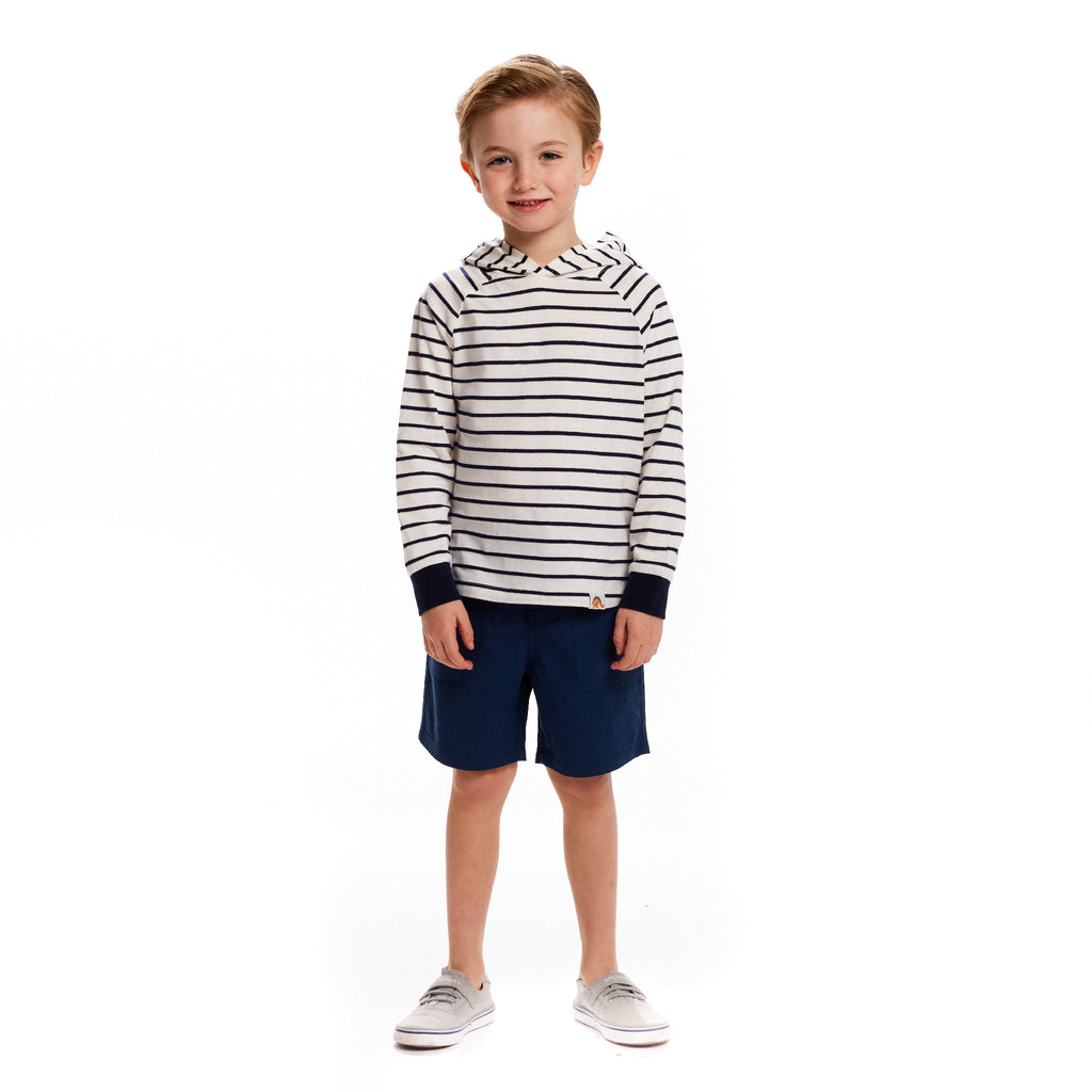 White Striped Knit Hoodie - Andy & Evan