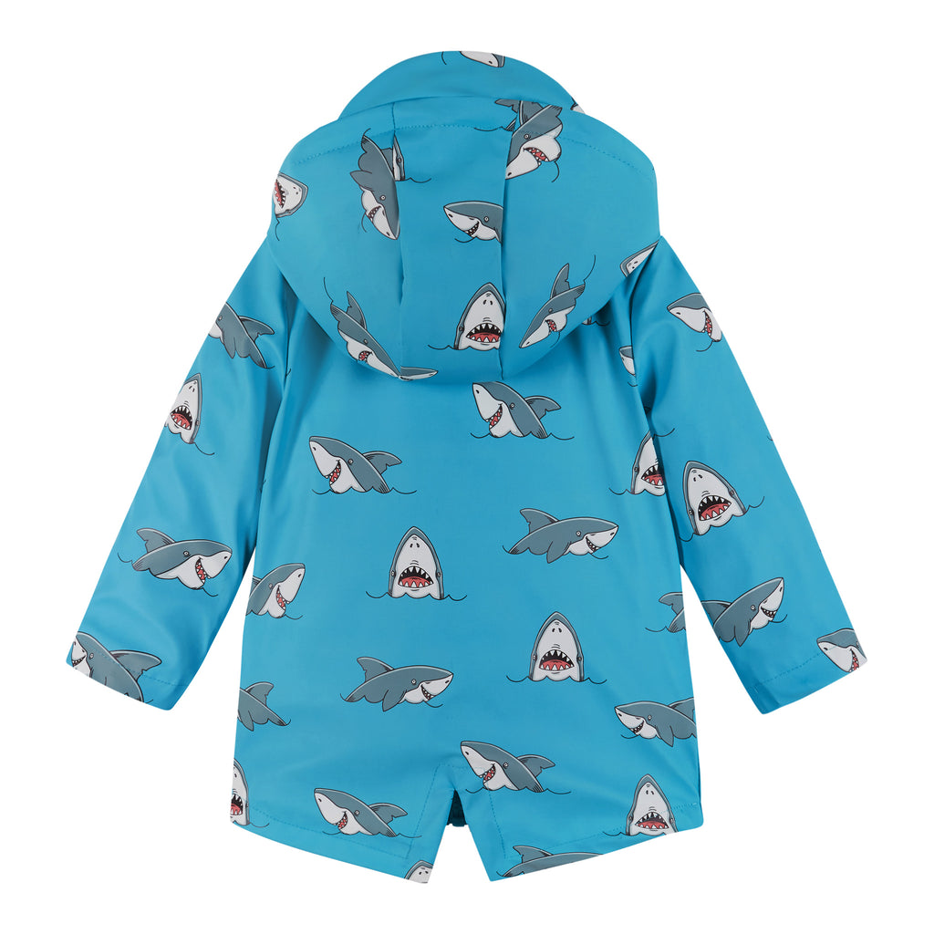 Infant Blue Shark Print Raincoat - Andy & Evan