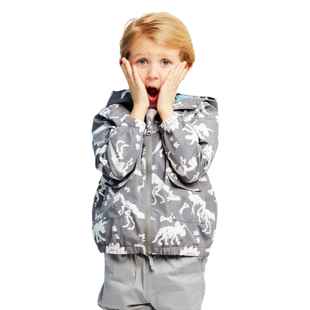 Kids (3-8) Color Change Raincoat | Dinosaur Fossils – Andy