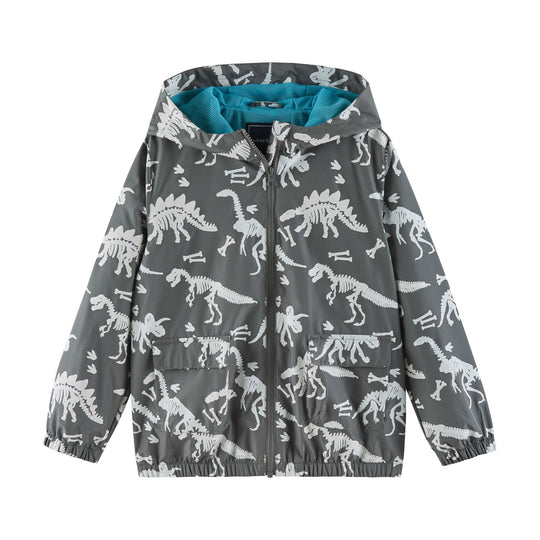 Kids (3-8) Color Change Raincoat | Dinosaur Fossils