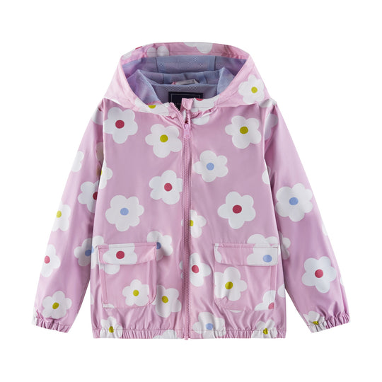 Kids (3-8) Color Change Raincoat | Pink Flower
