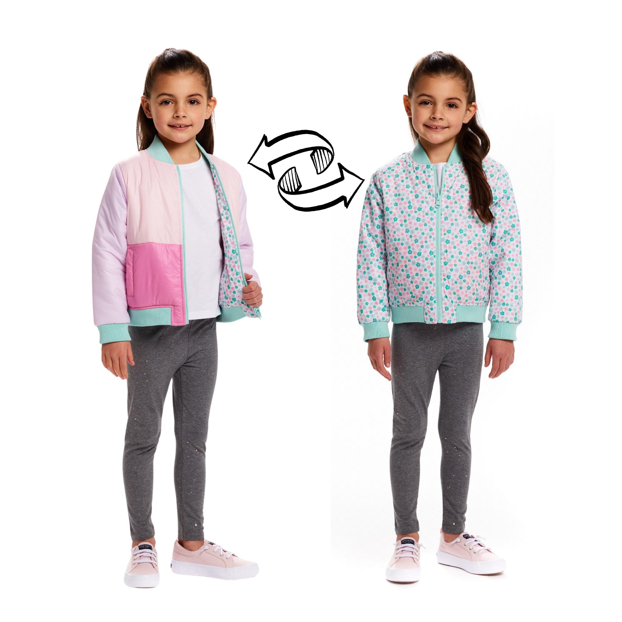Kids Reversible Bomber Jacket | Pink Colorblocked – Andy & Evan