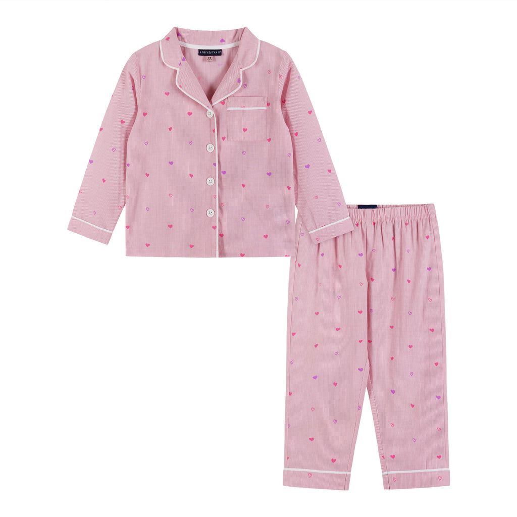 Long Sleeve Pajama Set | Pink Heart - Andy & Evan