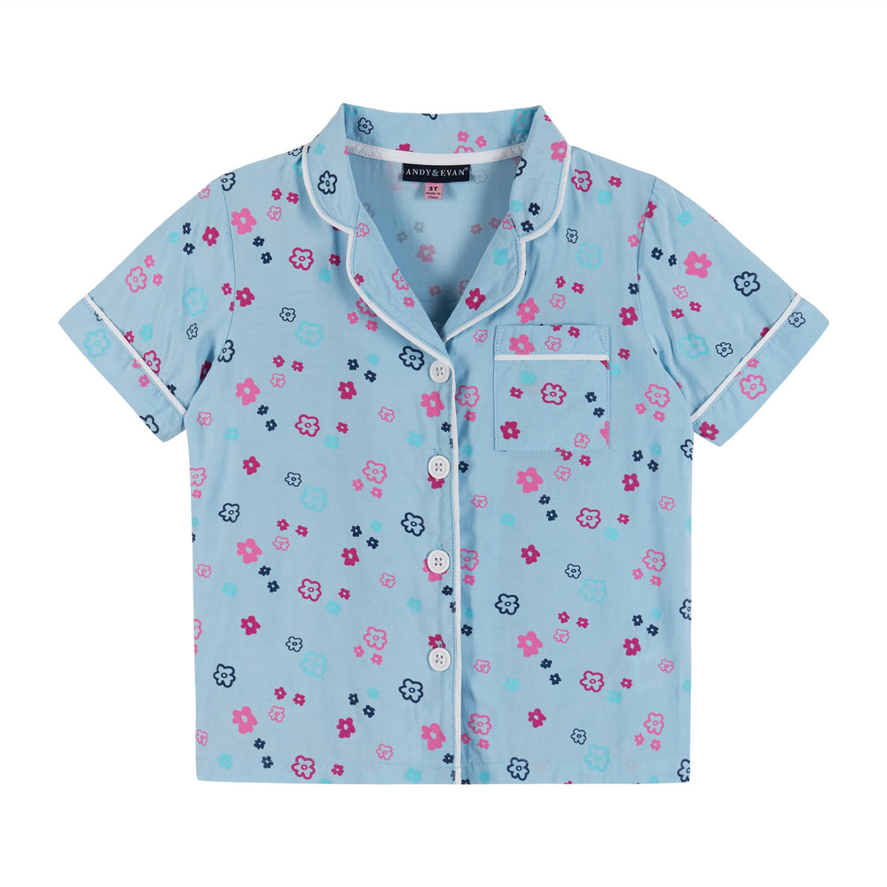 Two Piece Pajama Set | Aqua Floral - Andy & Evan