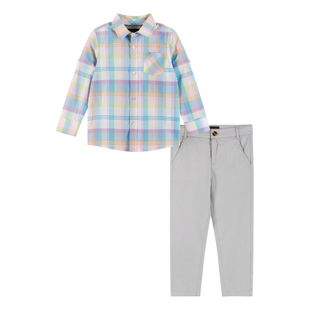 Buttondown Shirt & Pants Set | Multicolor Plaid - Andy & Evan