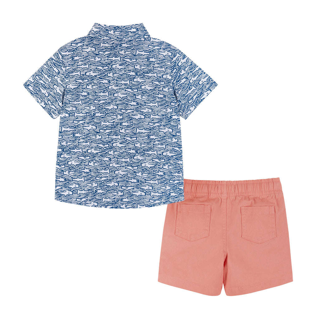 Infant Buttondown and Shorts Set | Shark Print - Andy & Evan