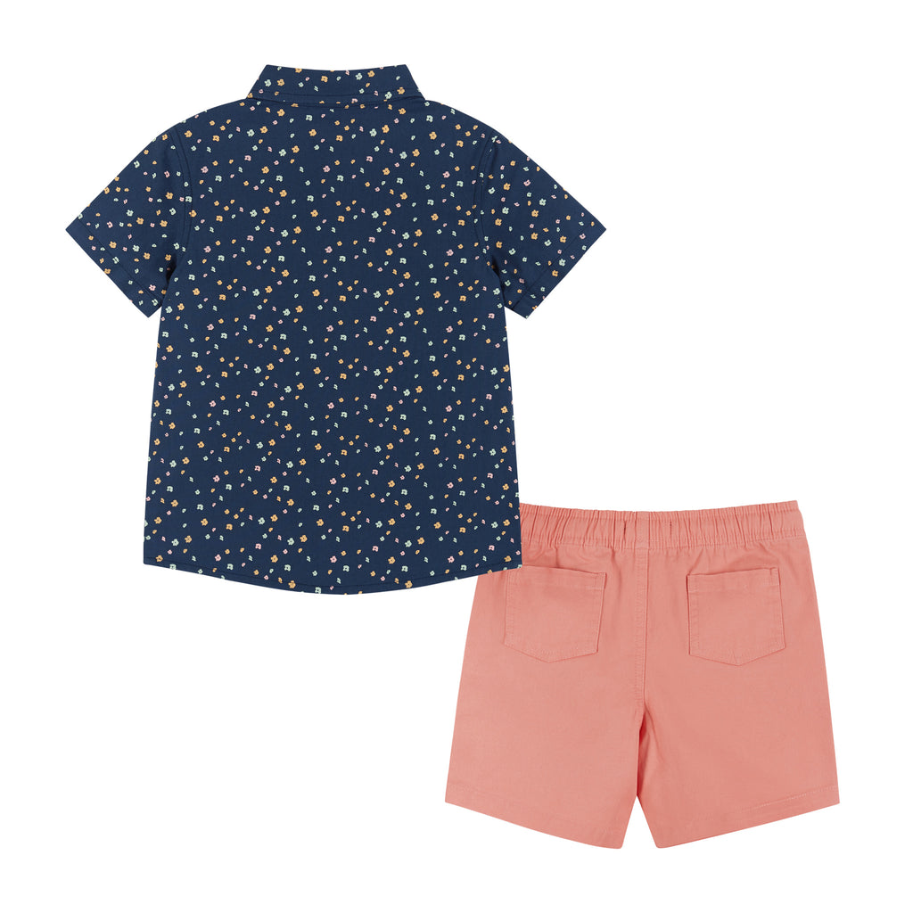 Woven Buttondown Shirt and Short Set | Navy Floral - Andy & Evan