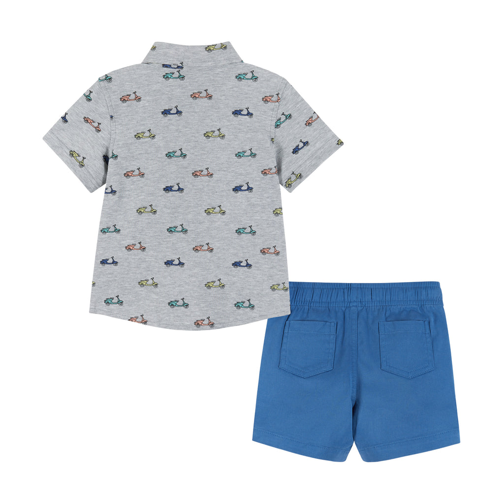 Infant Short Sleeve Knit Buttondown and Shorts Set | Scooters - Andy & Evan
