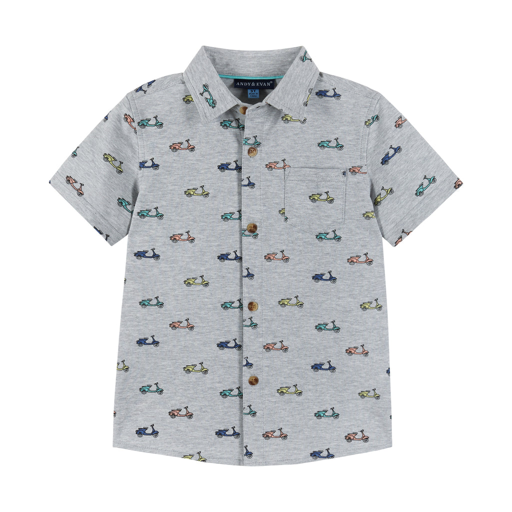 Short Sleeve Knit Buttondown and Shorts Set | Scooters - Andy & Evan