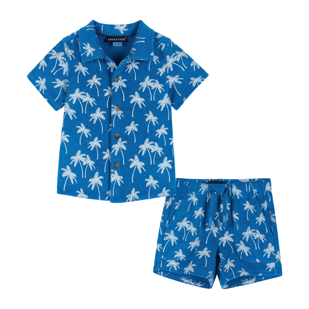 Infant Matching Terry Set | Palm Tree Print - Andy & Evan