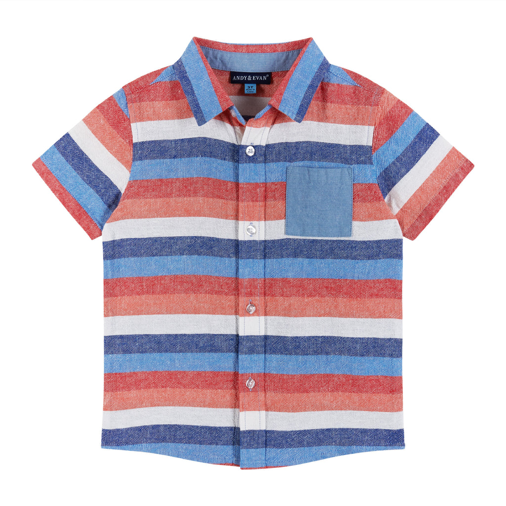 Short Sleeve Buttondown Shirt & Short Set | Striped Americana - Andy & Evan