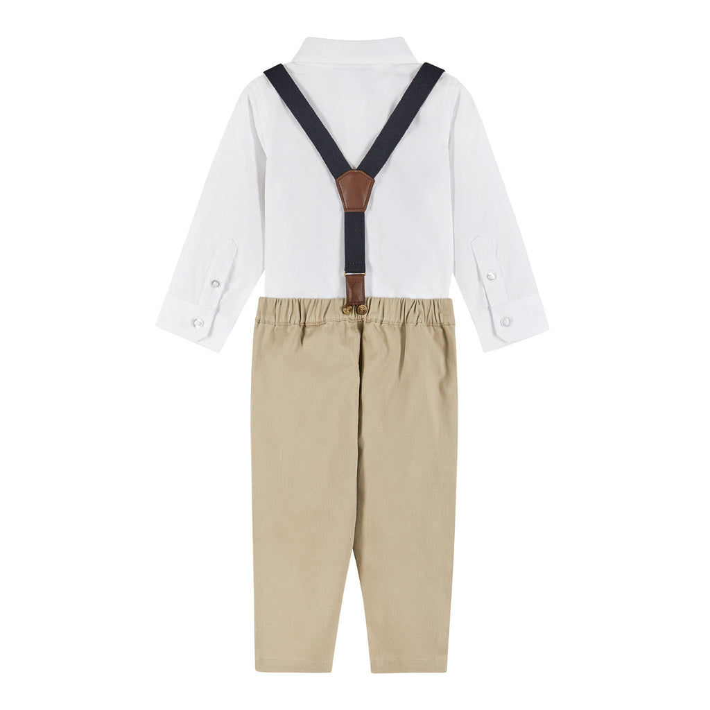 Infant Long Sleeve Suspender Set | Spring Gentleman | Khaki - Andy & Evan