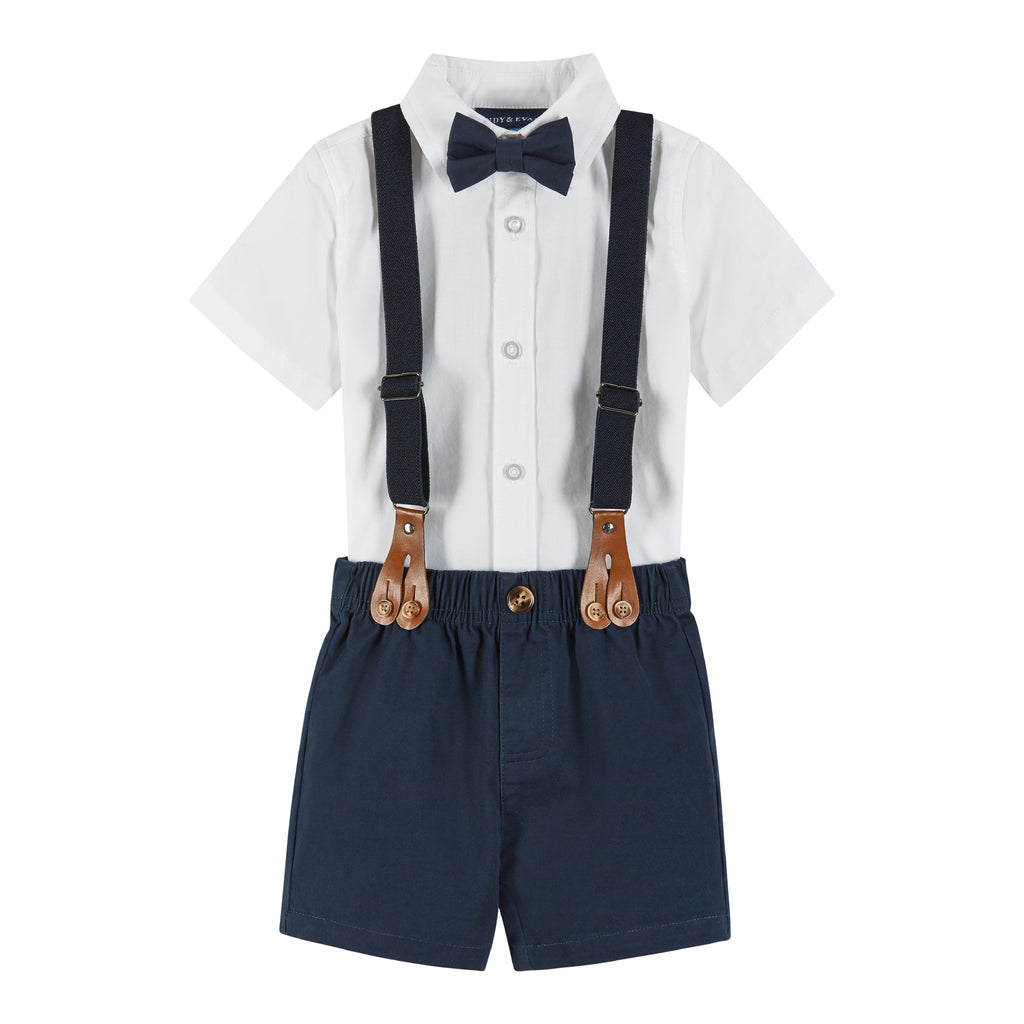 Infant Short Sleeve Suspender Set | Spring Gentleman | Navy - Andy & Evan