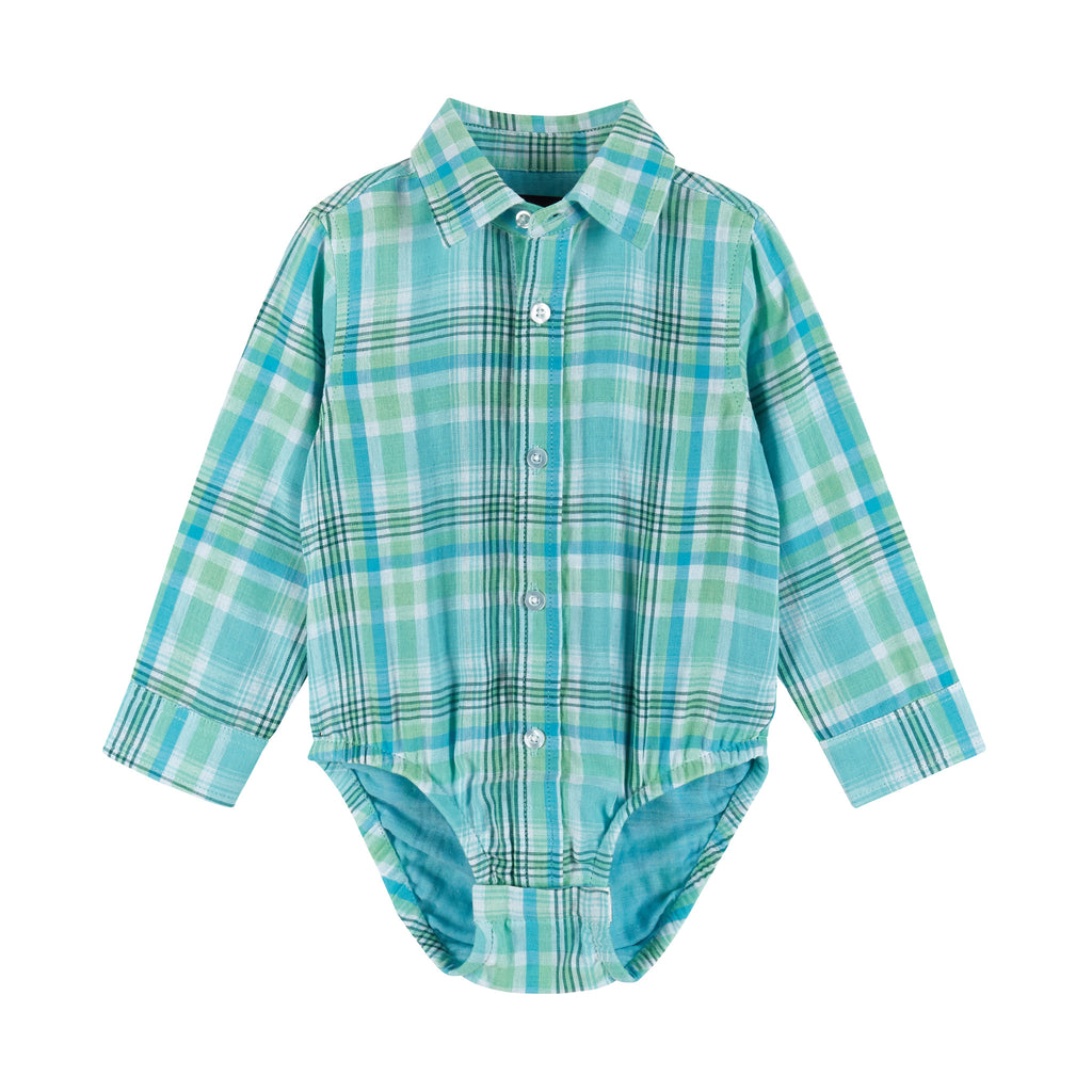 Infant 4-Piece Plaid & Sweater Vest Set | Green & Navy - Andy & Evan