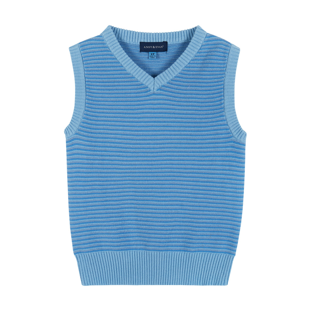 4-Piece Sweater Vest Set | White & Blue - Andy & Evan
