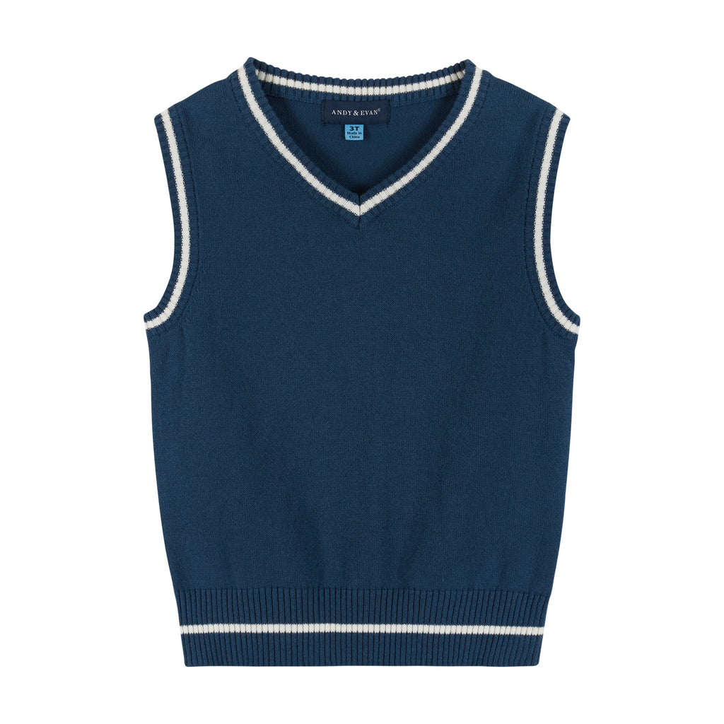 4-Piece Sweater Vest Set | Green & Navy - Andy & Evan