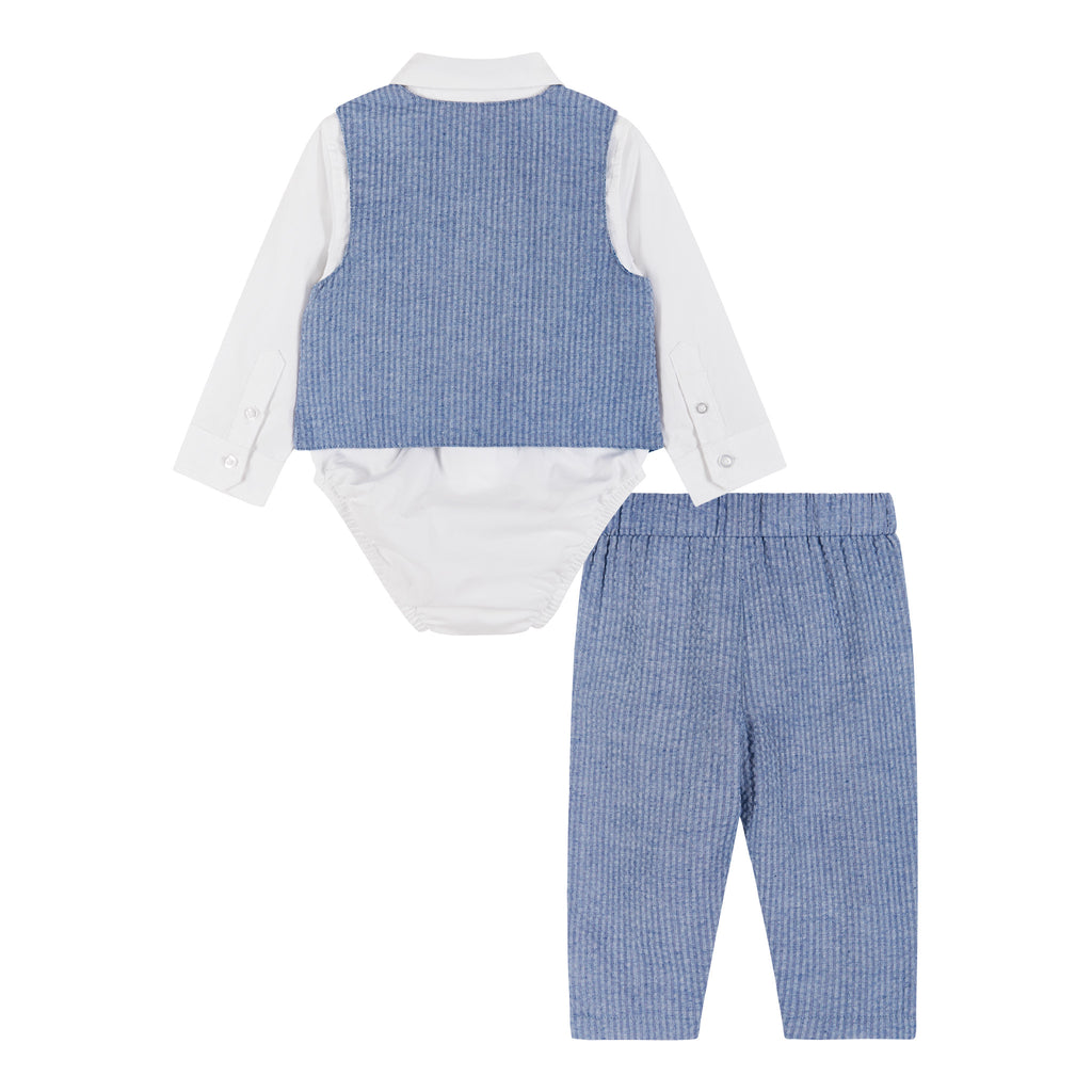 Infant 4-Piece Buttondown and Vest Set | Blue - Andy & Evan