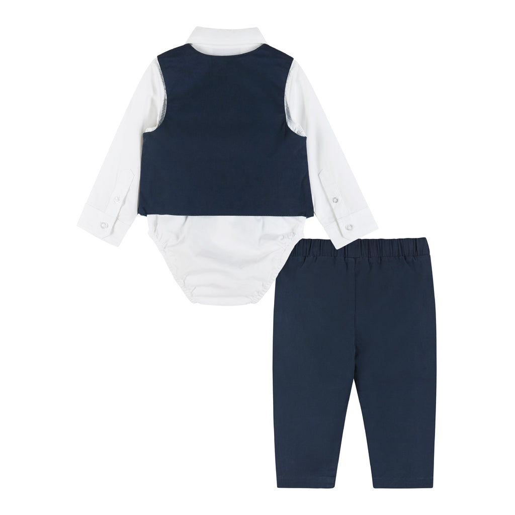 Infant 4-Piece Buttondown and Woven Vest Set | Navy - Andy & Evan