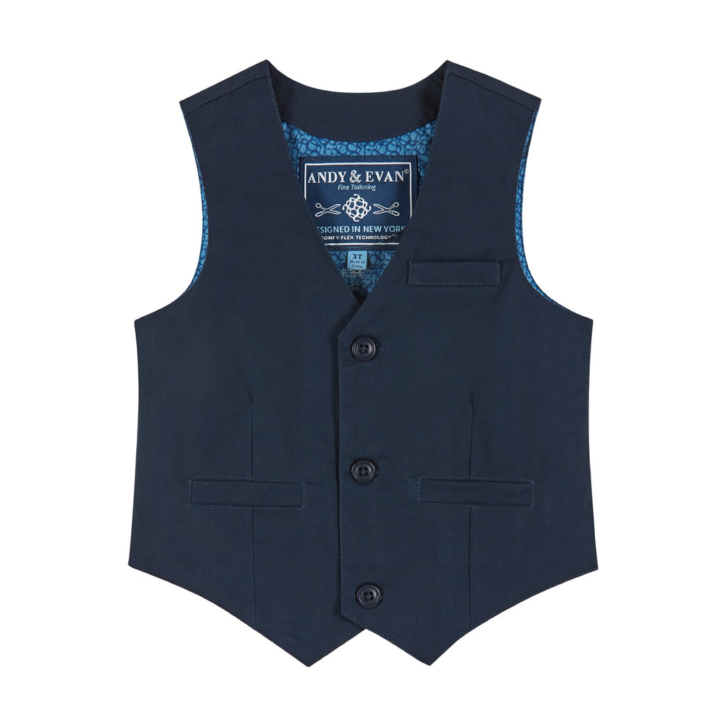 4-Piece Buttondown and Woven Vest Set | Navy - Andy & Evan