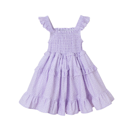 Kids (2-6) Lavender Ruffle Delight Dress | White Flowers