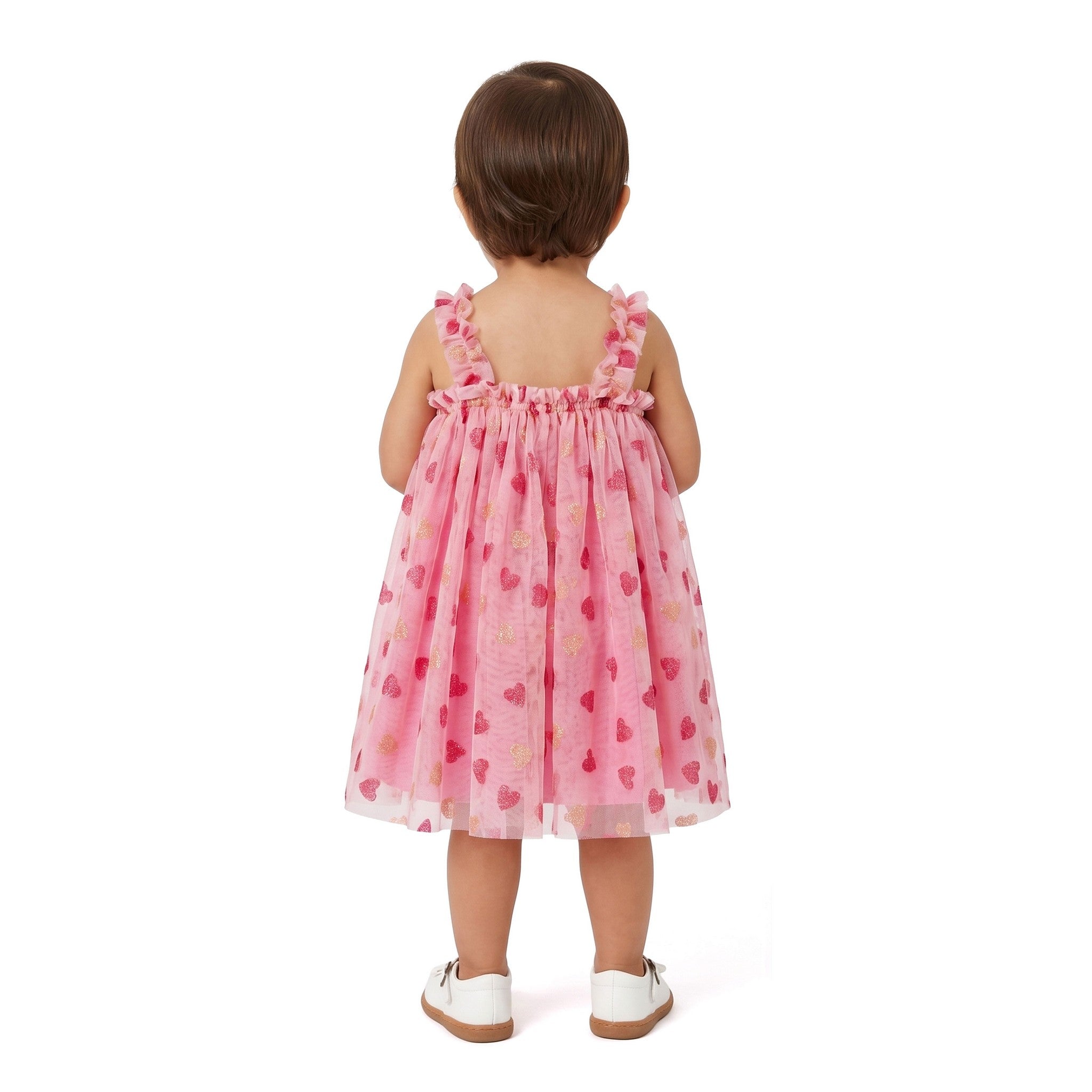 glitter heart dress Lilac Glitter Heart Tulle Mini Dress with Puff Sleeves Other / Above Knee / US2
