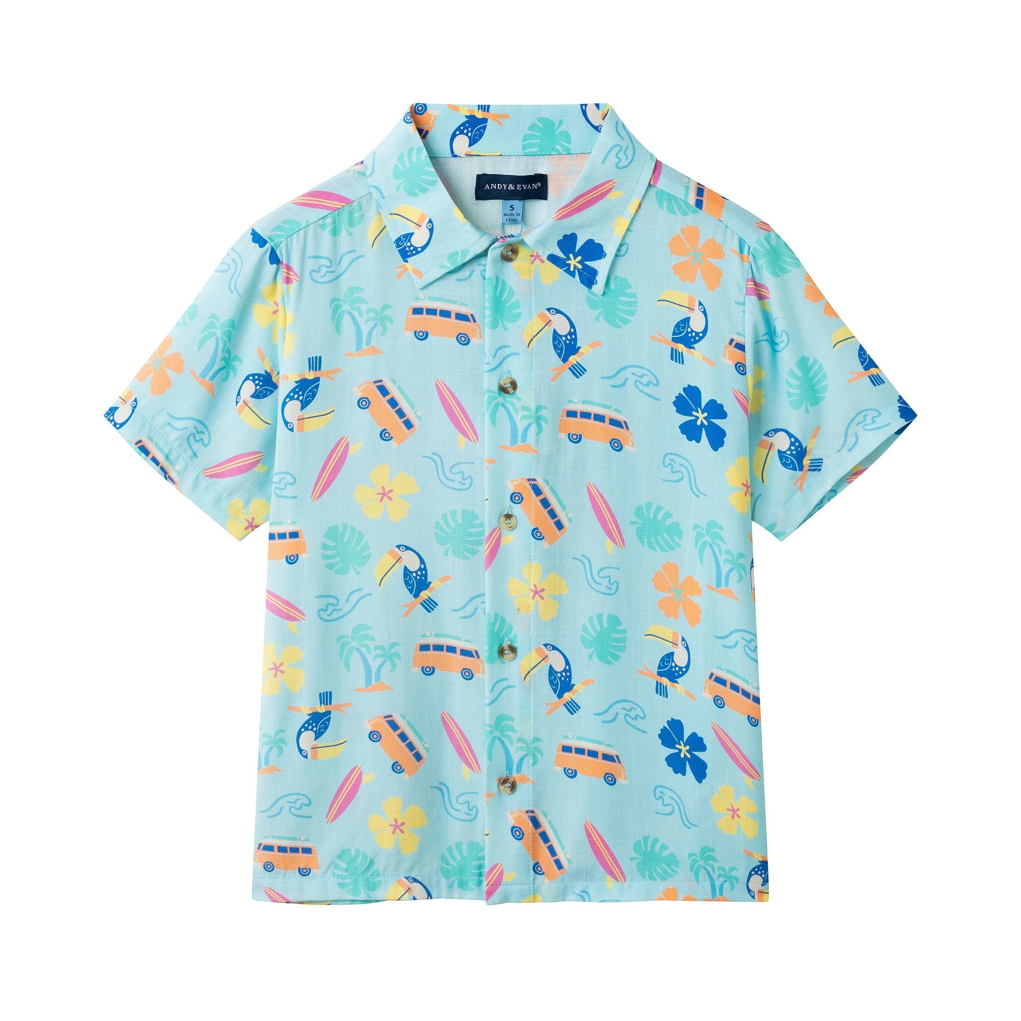 Beach Matching Set Toddler Boys (2-7) Aqua Beach Matching Set - Lightweight Button-Down ...