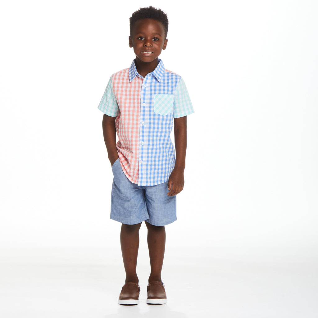 Tri-color Gingham Button-Up | Multicolor - Andy & Evan