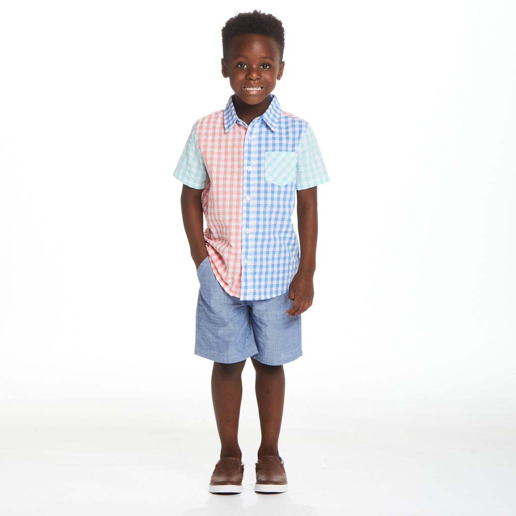 Tri-color Gingham Button-Up | Multicolor - Andy & Evan