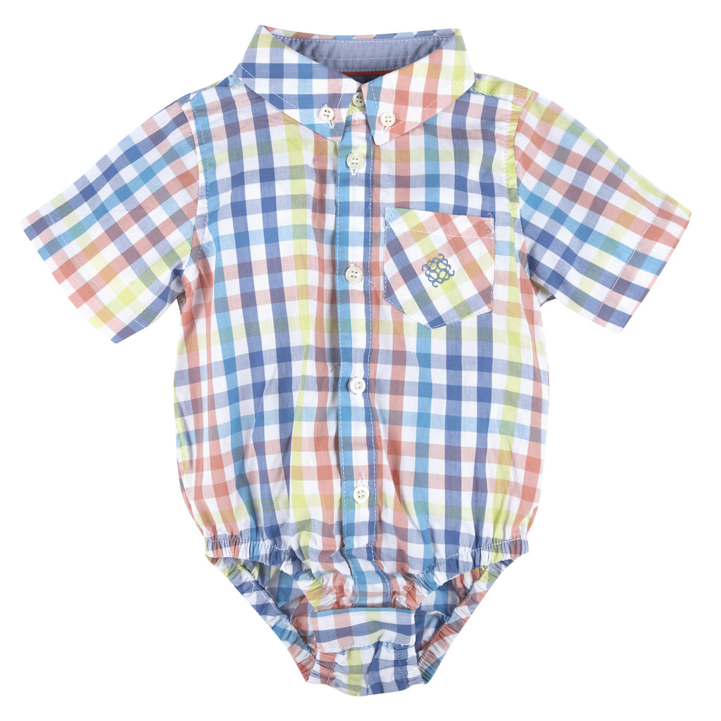 Multi Gingham Short Sleeve Button-down Shirt - Andy & Evan