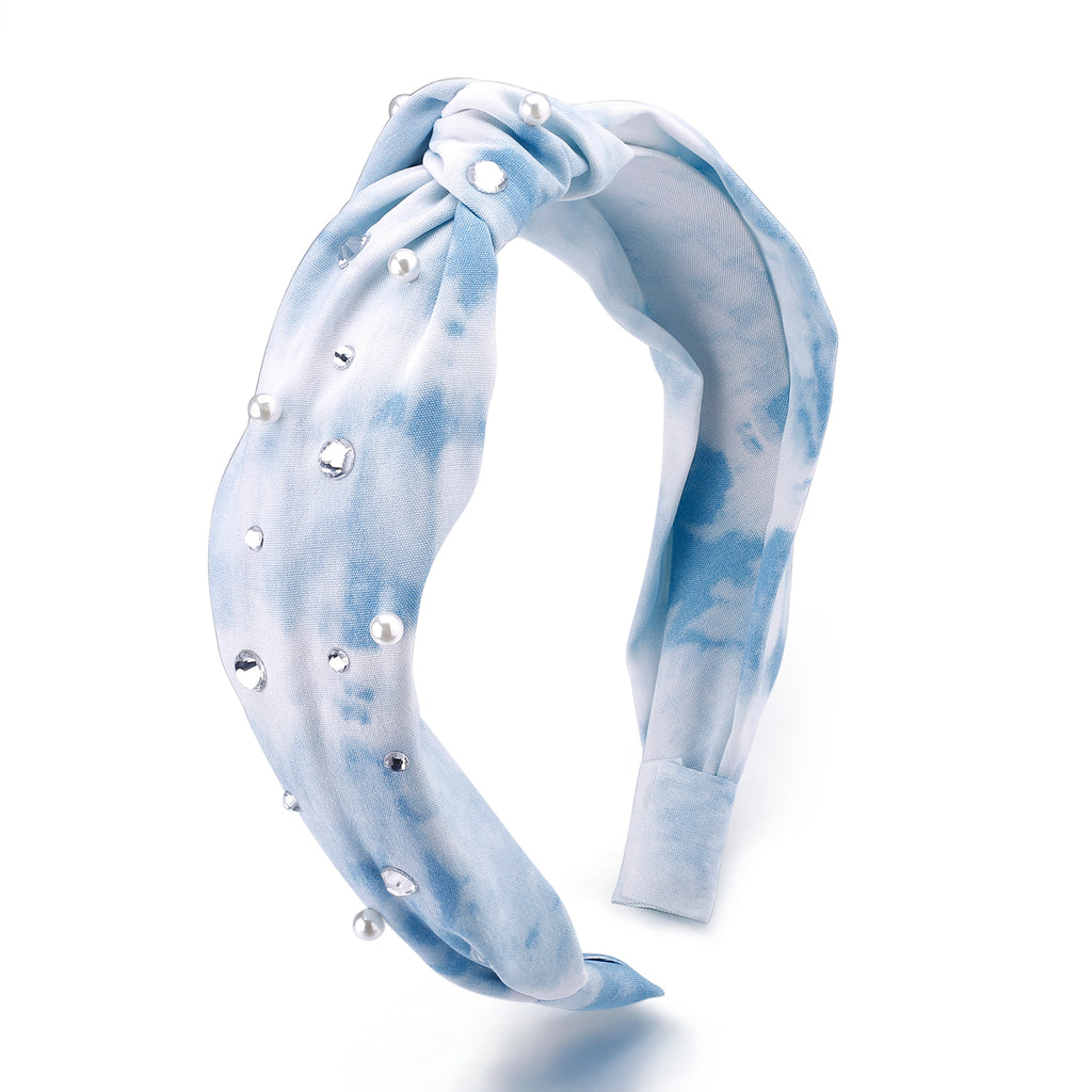 Blue Knot Tie Dye Headband
with Pearl - Andy & Evan
