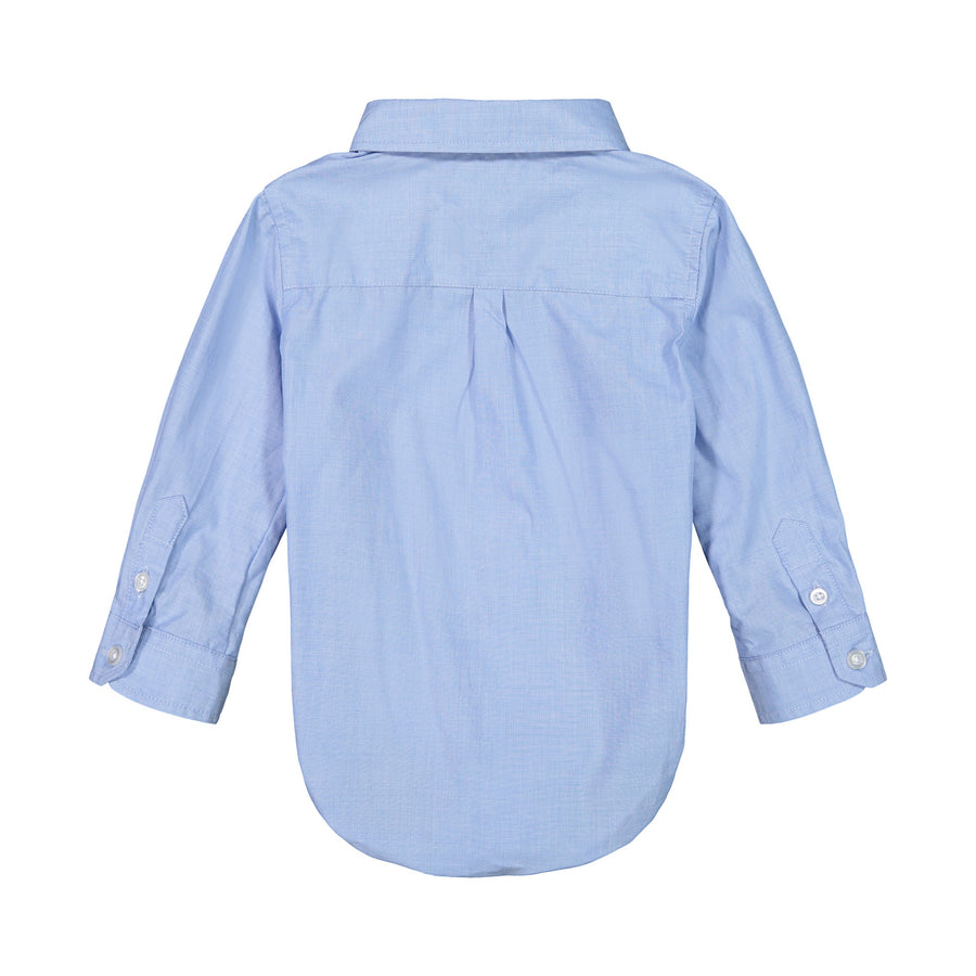 Andy & Evan Infant Blue Chambray Button Down Shirt, Size 9/12.
