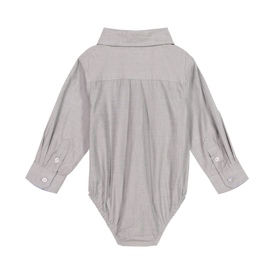 Andy & Evan Infant Grey Chambray Button Down Shirt, Size 3/6