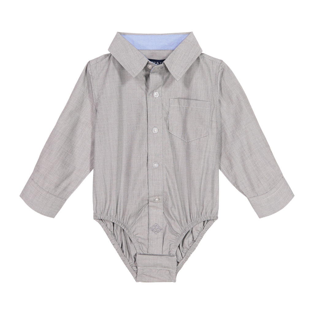 Infant Boy Grey Chambray Button-down Shirtzie® - Andy & Evan
