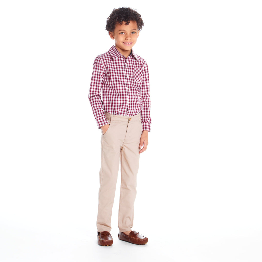 Boys Red Gingham Button Down - Andy & Evan
