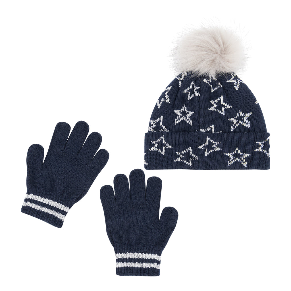 Navy Star Hat & Glove Set - Andy & Evan