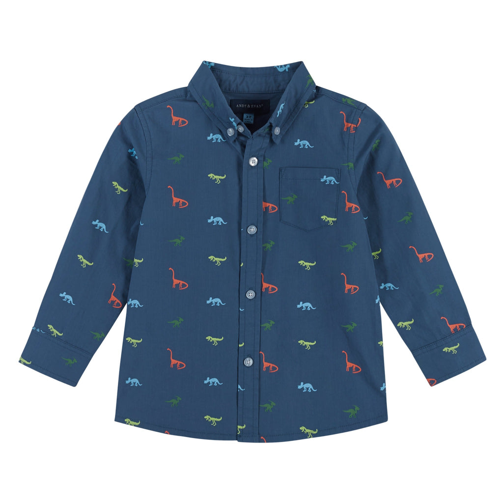 Navy Dinosaur Pattern Button Down Shirt - Andy & Evan